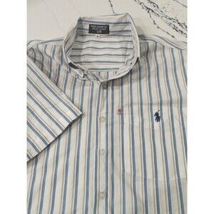 Mens Vintage Ralph Lauren Polo Jeans CO White Striped button down up shirt sz M